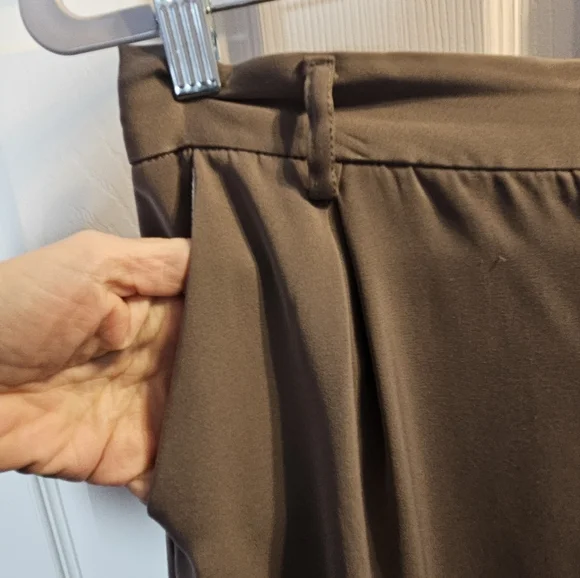 Tan Dress Pants with Wide-Leg Design and Pleated Front - Picture 6 of 15